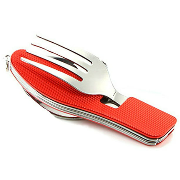 Folding Fork Spoon 304 Stainless Steel Outdoor Picnic Camping Tableware Soft